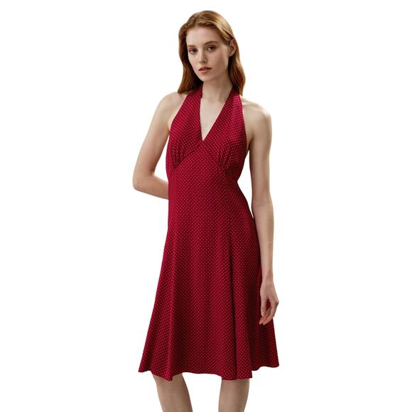 Lilysilk Polka Dot Halter Neck Silk Dress, 10 - Picture 1 of 7